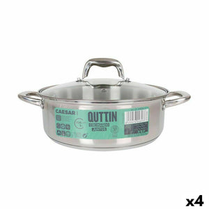 Casserole with glass lid Quttin Caesar Steel Ø 26 x 9 cm (4 Units)-0