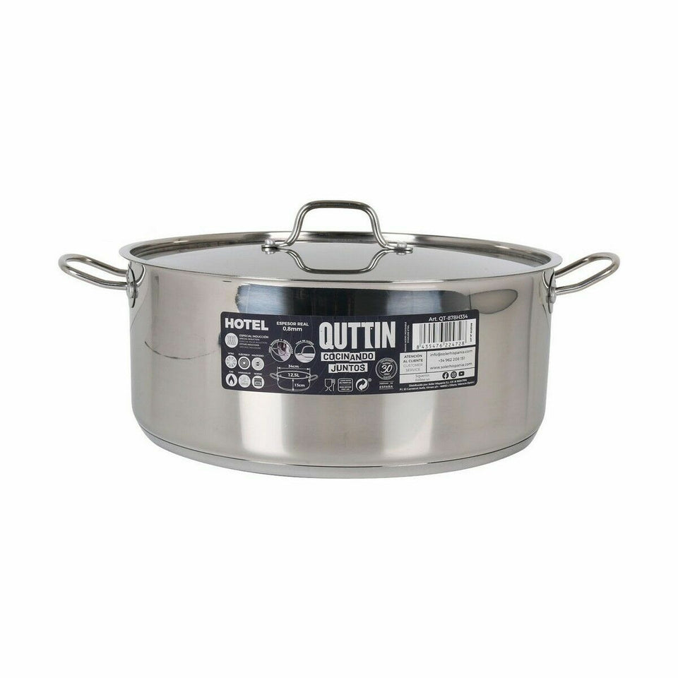 Casserole with lid Quttin Hotel Steel ø 34 x 13 cm (2 Units)-1
