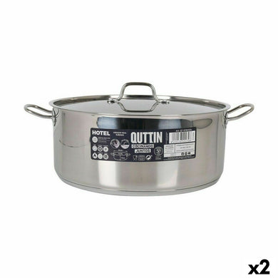 Casserole with lid Quttin Hotel Steel ø 34 x 13 cm (2 Units)-0