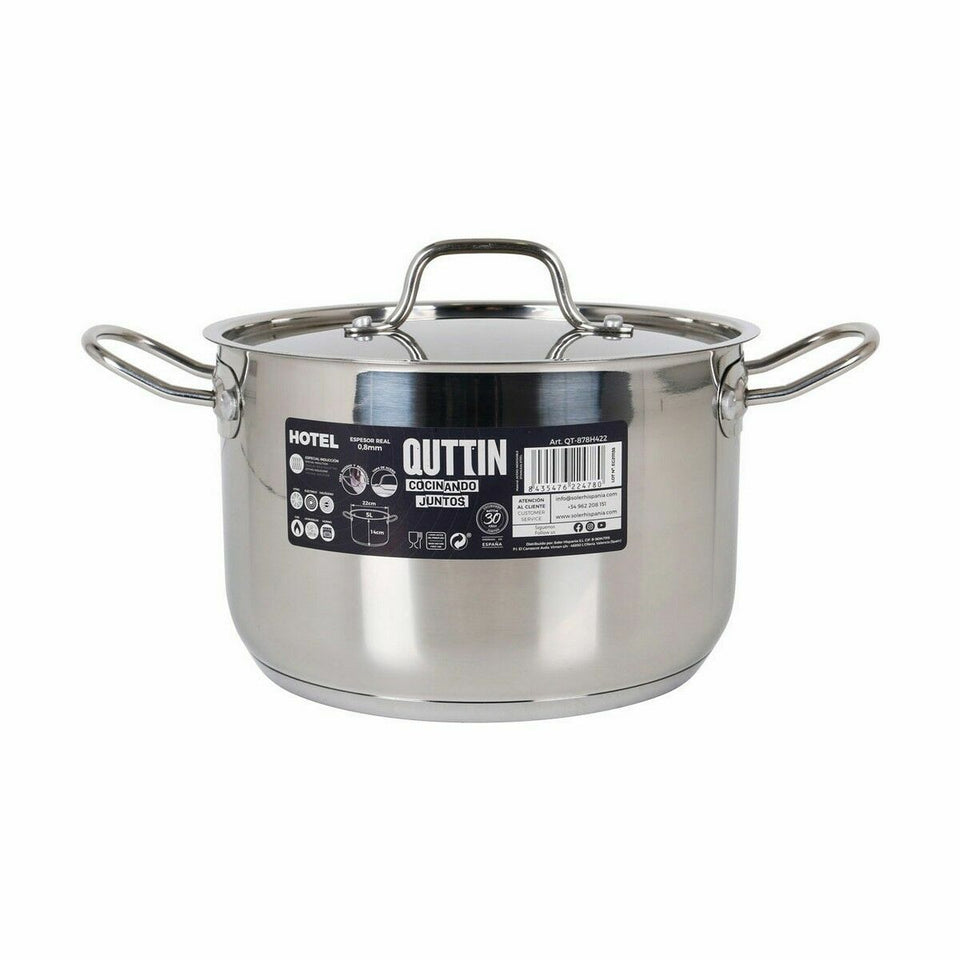 Casserole with Lid Quttin Hotel Steel Ø 22 x 14 cm (4 Units)-1