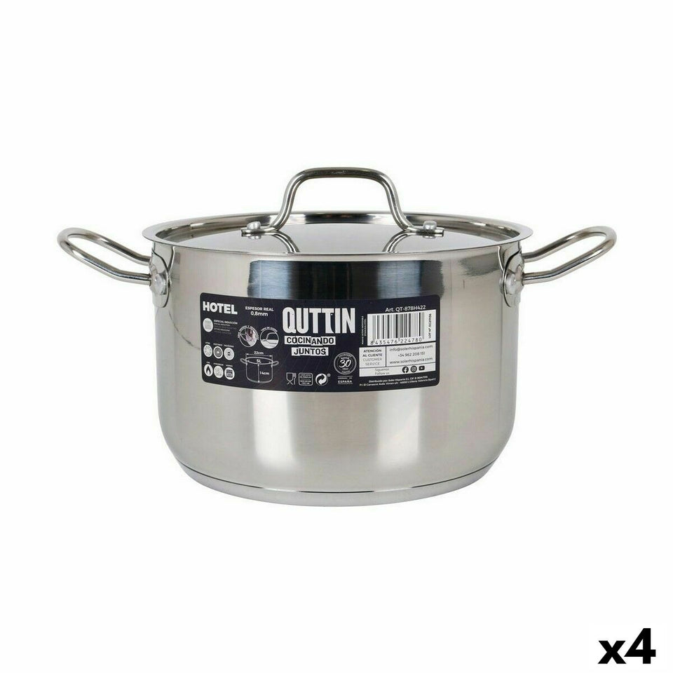 Casserole with Lid Quttin Hotel Steel Ø 22 x 14 cm (4 Units)-0