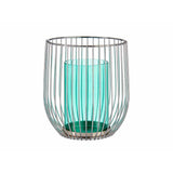 Candleholder Gift Decor Blue Silver Metal Glass 15 x 17 x 15 cm (8 Units)-4