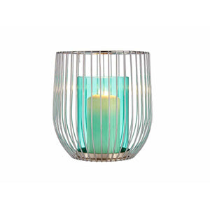 Candleholder Gift Decor Blue Silver Metal Glass 15 x 17 x 15 cm (8 Units)-1