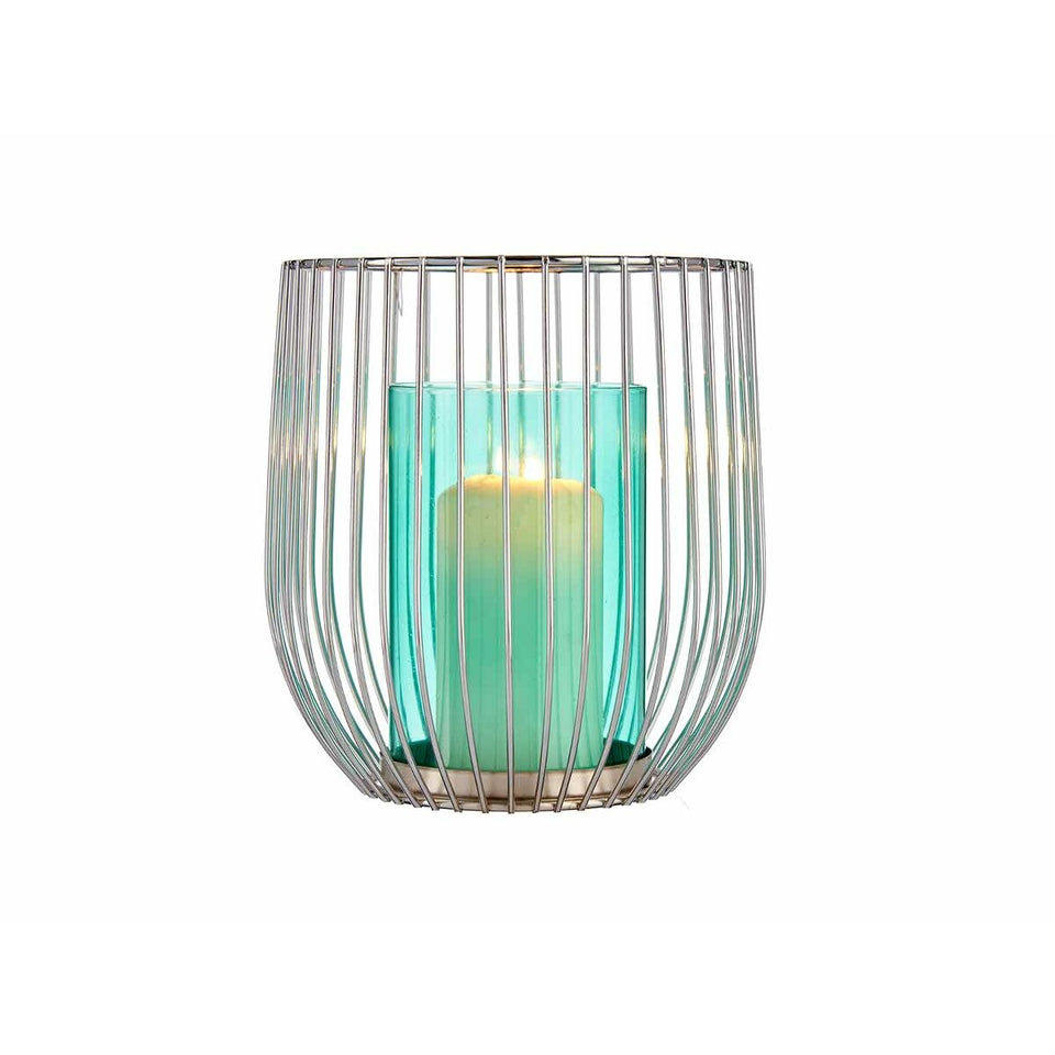 Candleholder Gift Decor Blue Silver Metal Glass 15 x 17 x 15 cm (8 Units)-1