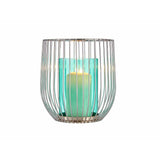 Candleholder Gift Decor Blue Silver Metal Glass 15 x 17 x 15 cm (8 Units)-1