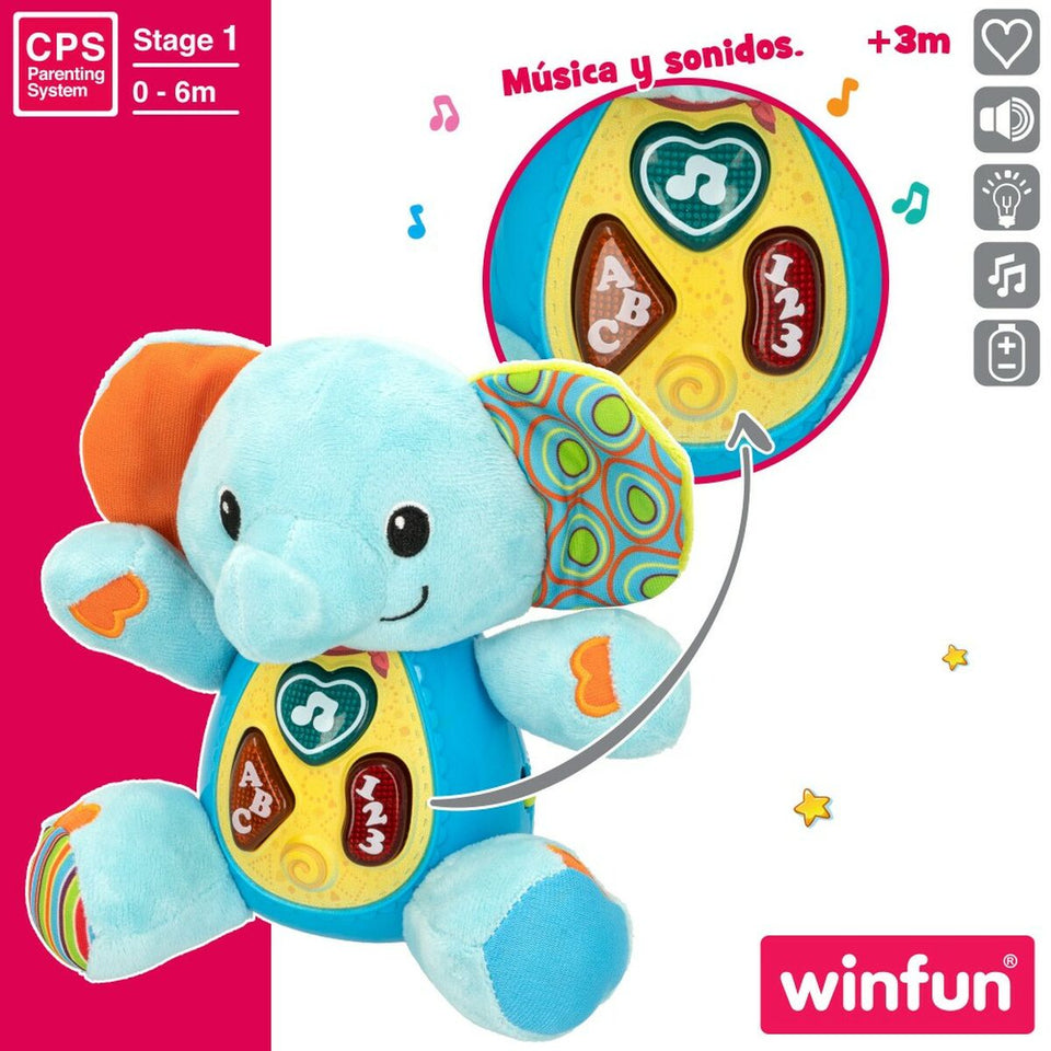 Soft toy with sounds Winfun Elephant 17 x 17,5 x 10 cm (6 Units)-4