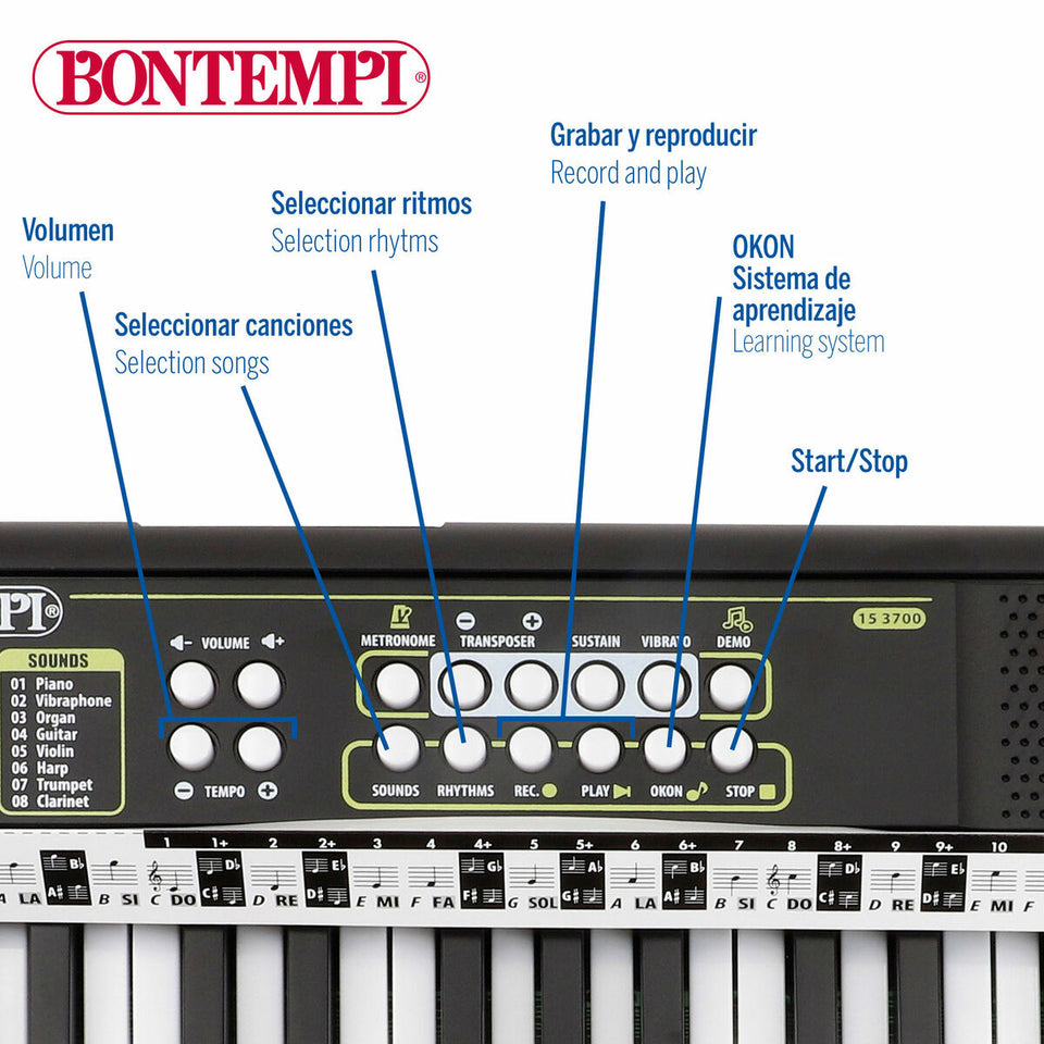 37-Key Keyboard Bontempi 42 x 4 x 15 cm (6 Units)-1