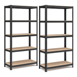 5-szintes acél polcrendszer, 2db, fekete-0