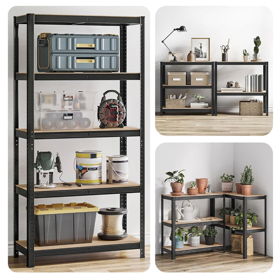 5-szintes acél polcrendszer, 2db, fekete-1