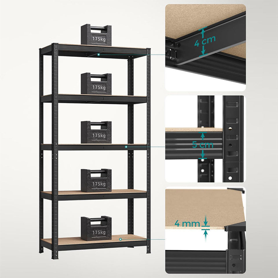 5-szintes acél polcrendszer, 2db, fekete-3