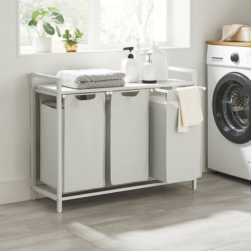 3 rekeszes szennyestartó, törtfehér-1