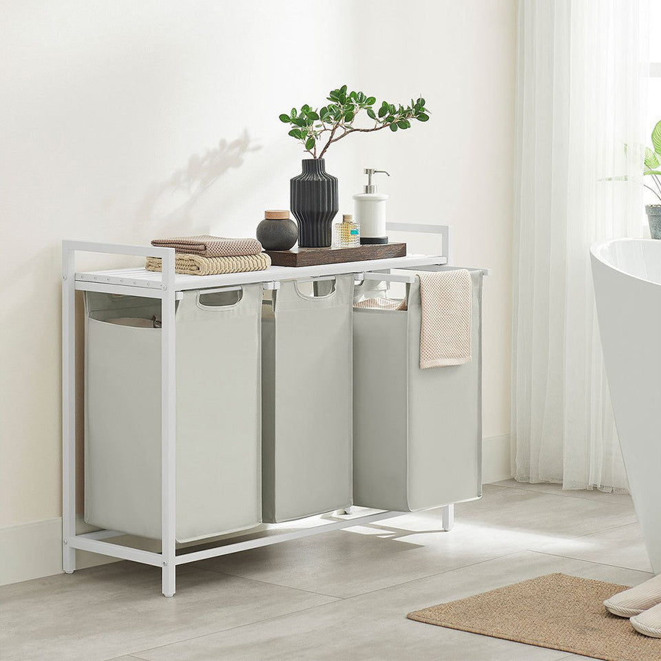 3 rekeszes szennyestartó, törtfehér-2