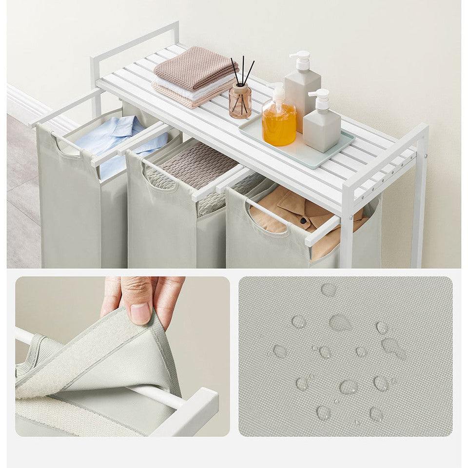 3 rekeszes szennyestartó, törtfehér-3