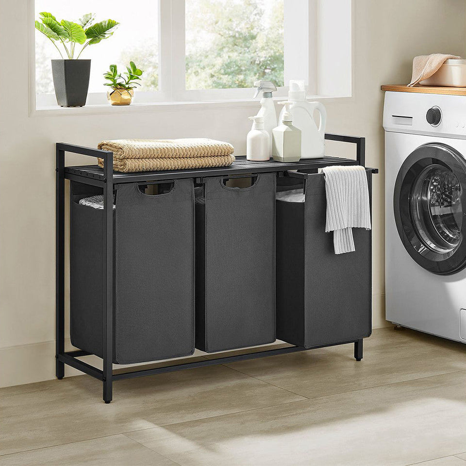 3 rekeszes szennyestartó, sötétszürke-1