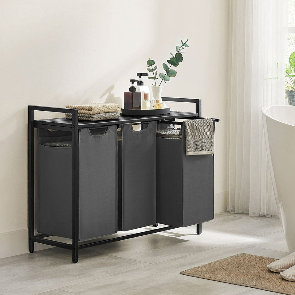 3 rekeszes szennyestartó, sötétszürke-2