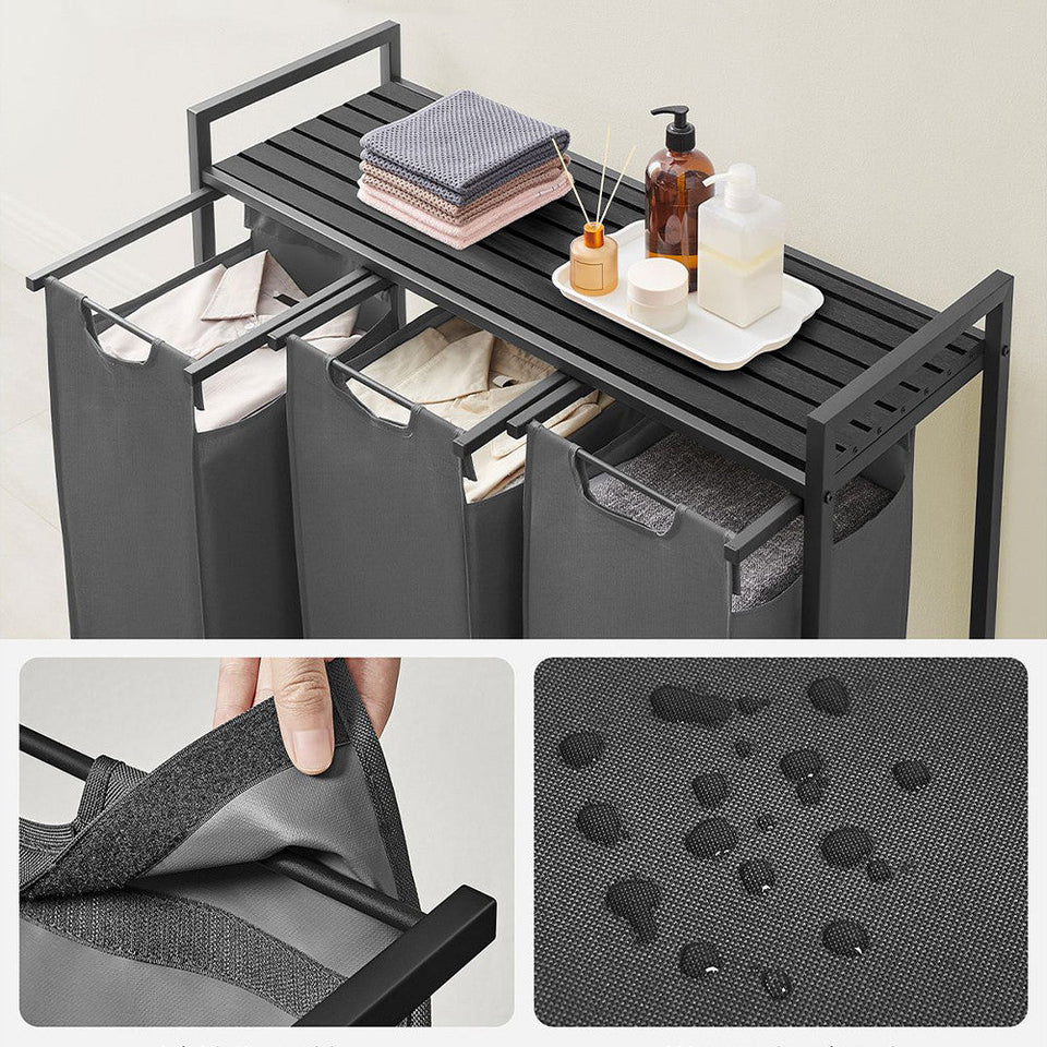 3 rekeszes szennyestartó, sötétszürke-3