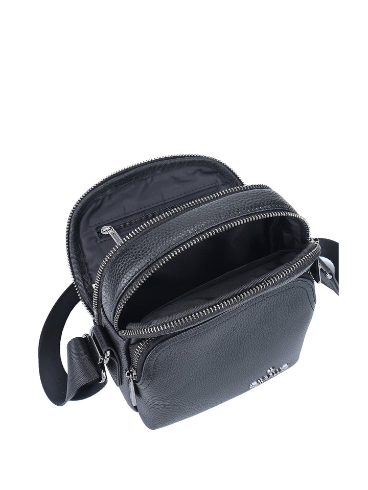 Borsa a tracolla da uomo In Vera pelle Made in Italy 16x20x9 cm-4