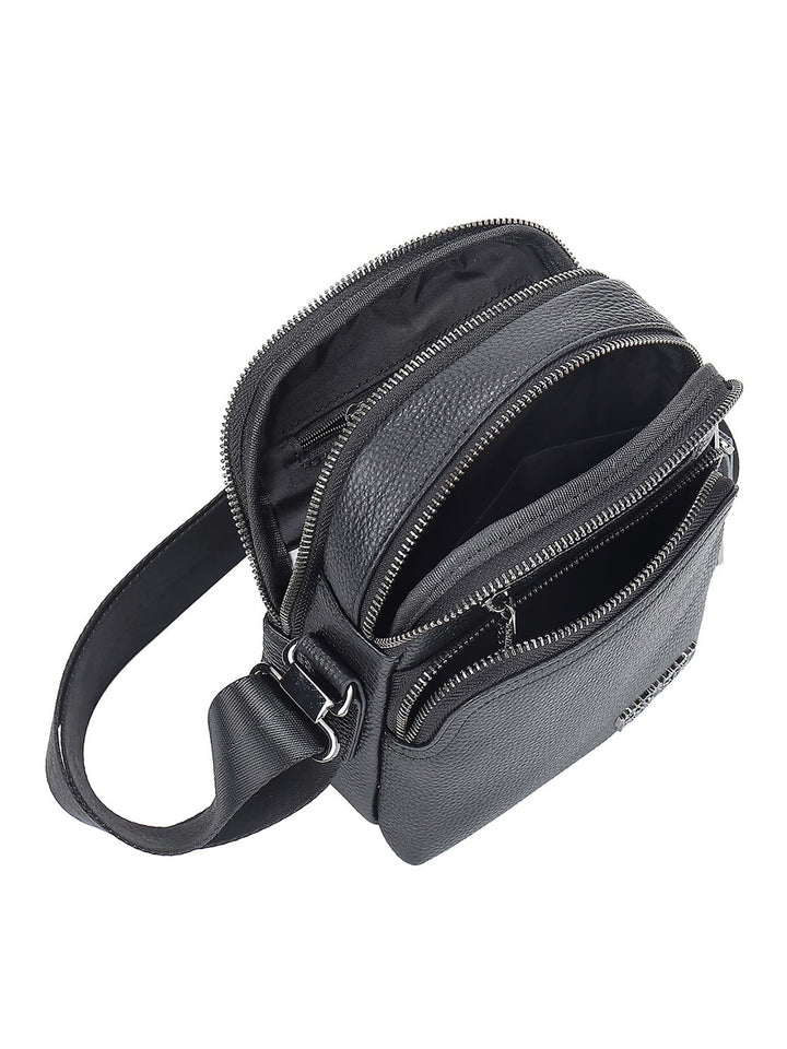 Borsa a tracolla da uomo In Vera pelle Made in Italy 21x18x9,5 cm-3