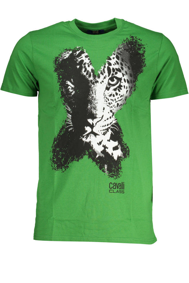 CAVALLI CLASS GREEN MEN'S SHORT SLEEVED T-SHIRT