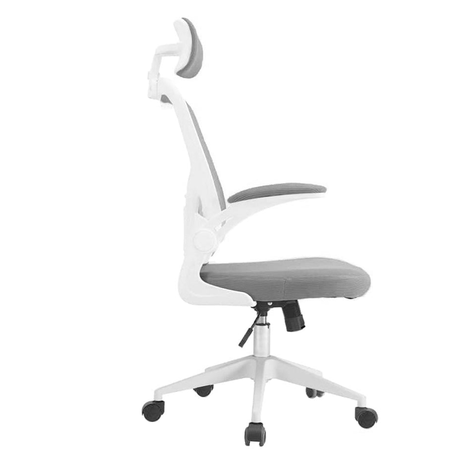 Ergonomikus irodai szék deréktámasszal, fejtámlával, szürke-1