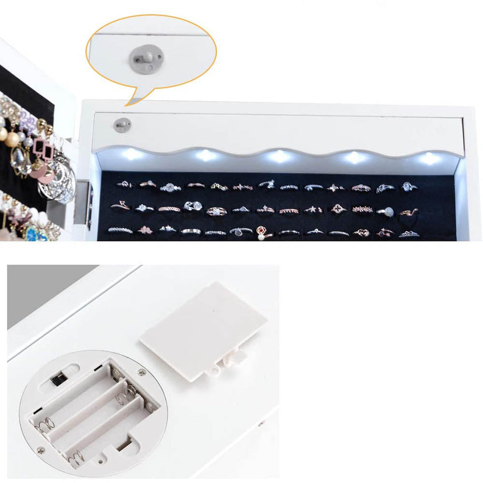 Fali tükrös ékszertartó világítással-3