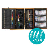 174 részes festő-és rajzkészlet praktikus, fa díszdobozban-2