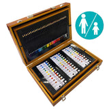 174 részes festő-és rajzkészlet praktikus, fa díszdobozban-3