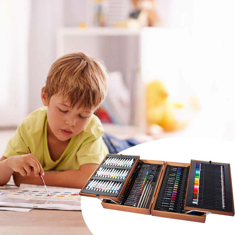 174 részes festő-és rajzkészlet praktikus, fa díszdobozban-4