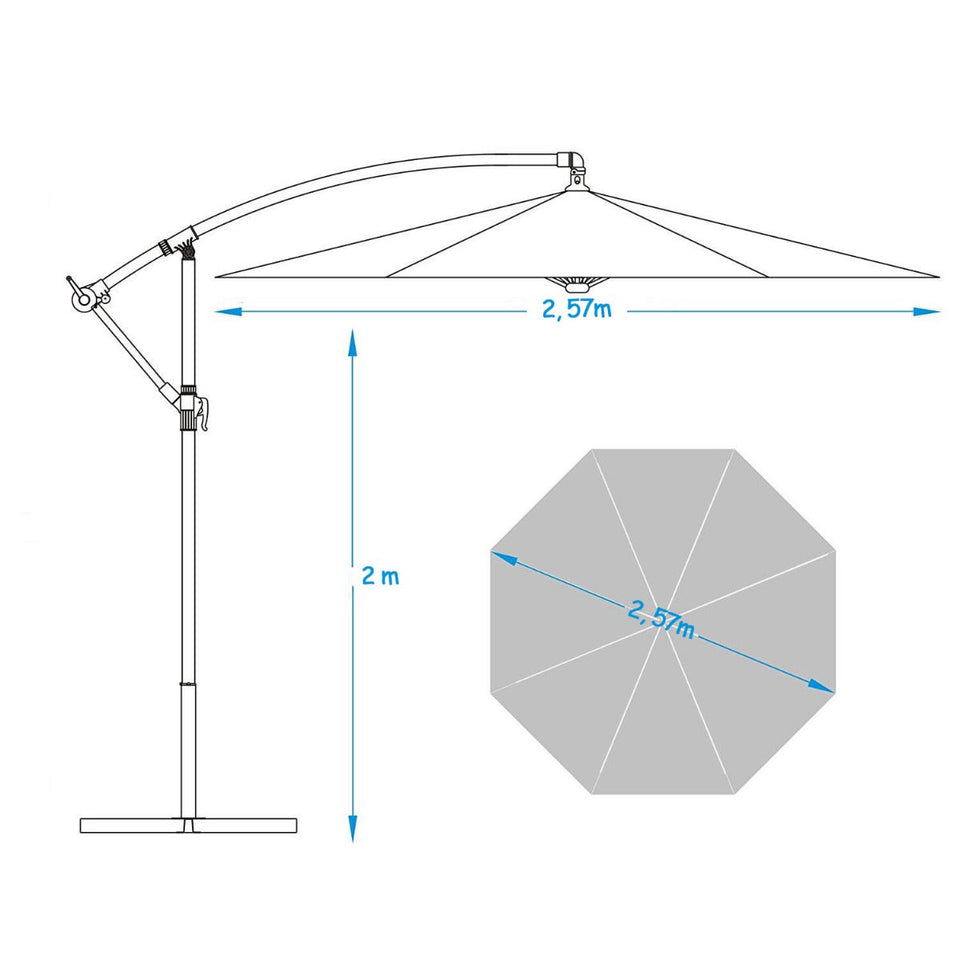 Függő napernyő 2,7 m - több színben-krém-3