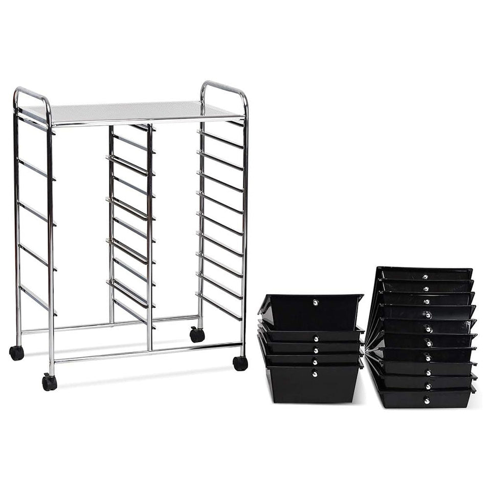 Gurulós tárolókocsi 15 fiókos, több színben-fekete-3