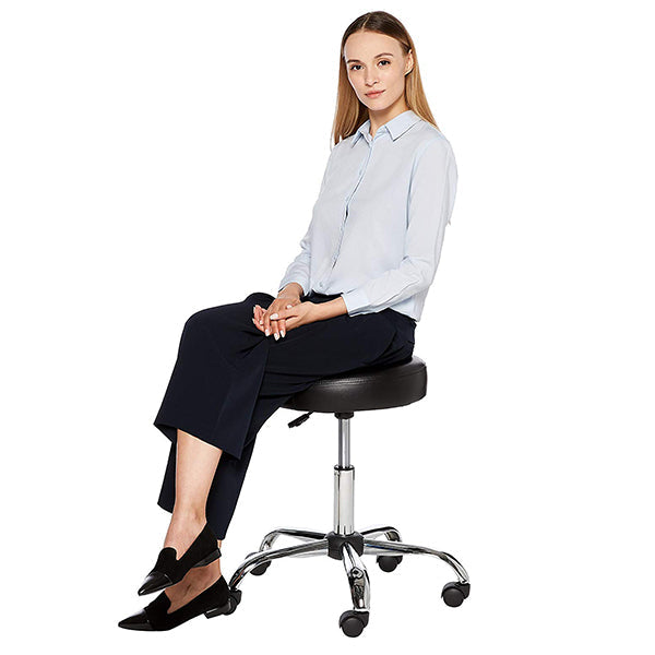 Cosmetic chair on wheels with adjustable height - black-2