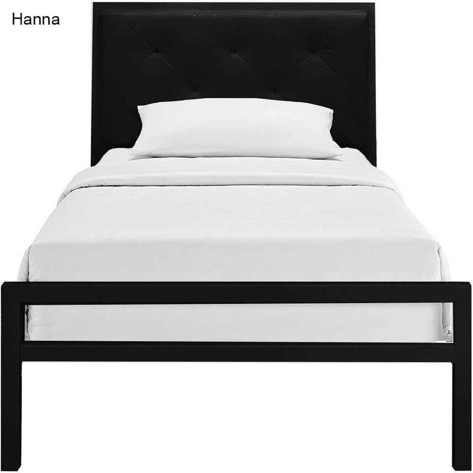 Hanna fém ágykeret ajándék ágyráccsal, több méretben és színben-Fekete 90x200 cm-es-fekete-2
