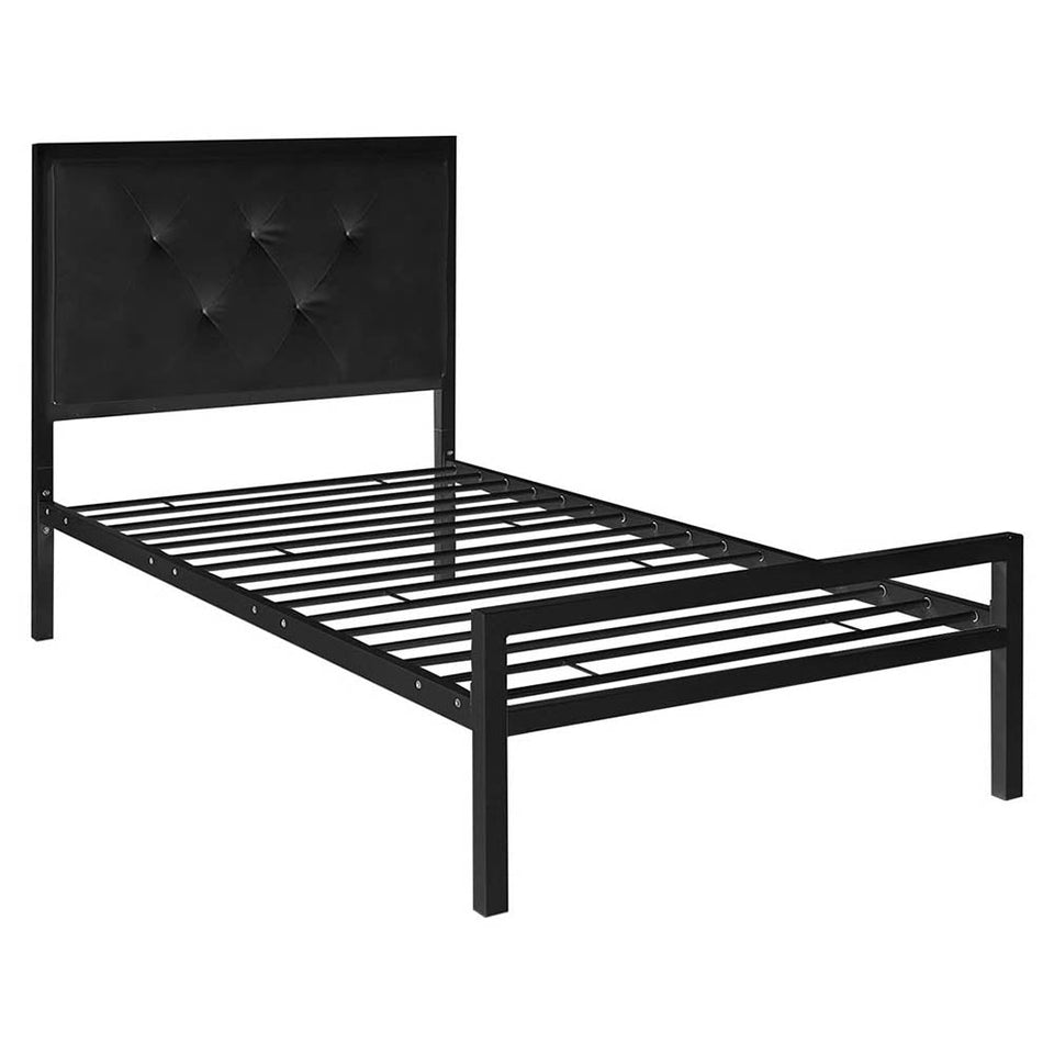 Hanna fém ágykeret ajándék ágyráccsal, több méretben és színben-Fekete 90x200 cm-es-fekete-0
