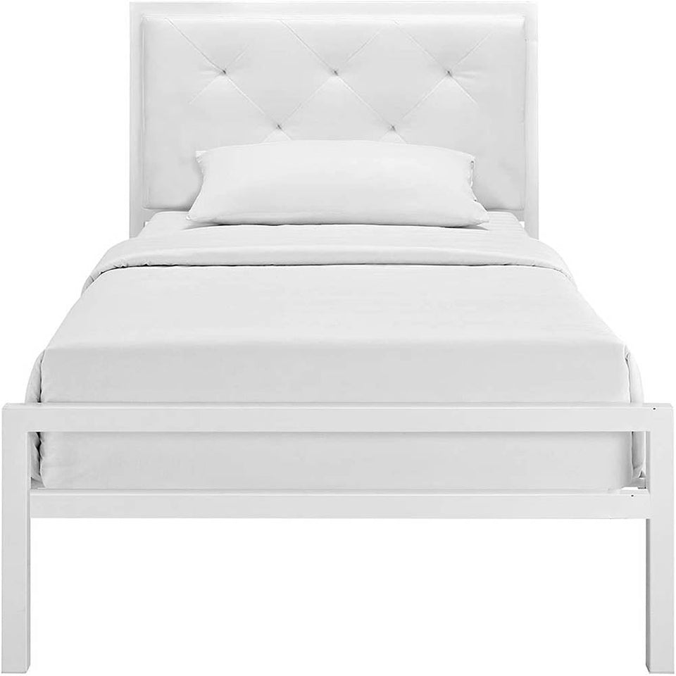 Hanna metal bed frame with gift bed grid, in several sizes and colors-White 90x200 cm-white-1