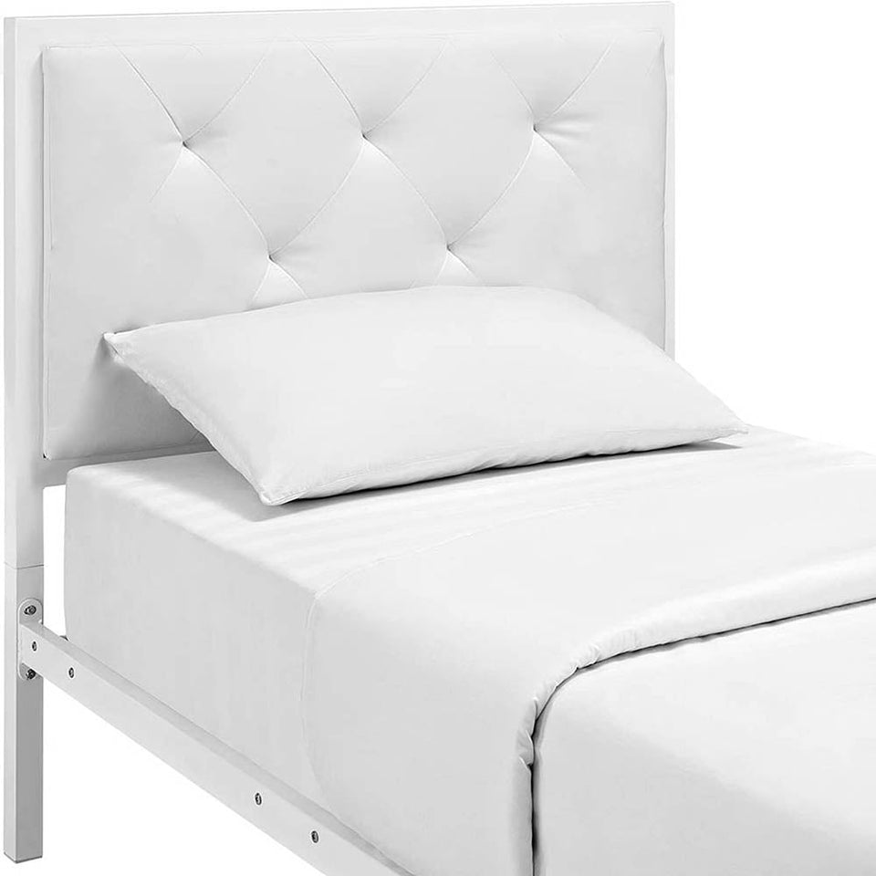 Hanna metal bed frame with gift bed grid, in several sizes and colors-White 90x200 cm-white-2