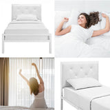 Hanna metal bed frame with gift bed grid, in several sizes and colors-White 90x200 cm-white-3