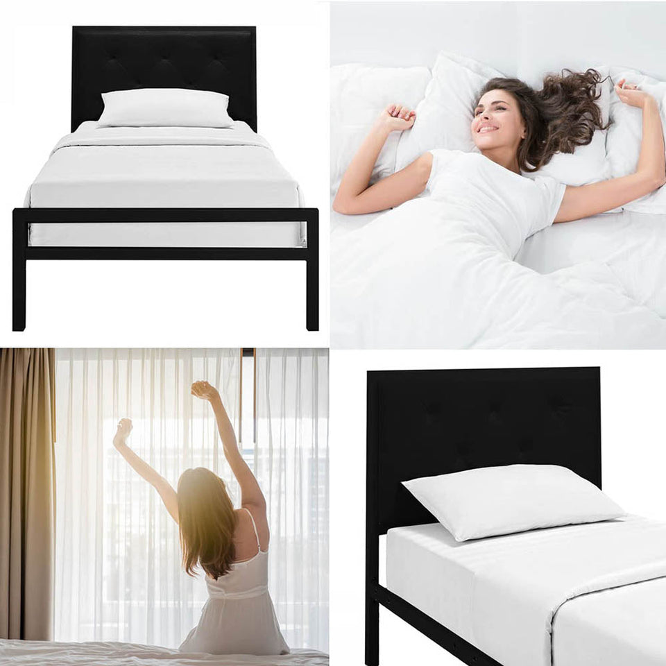 Hanna fém ágykeret ajándék ágyráccsal, több méretben és színben-Fekete 90x200 cm-es-fekete-1