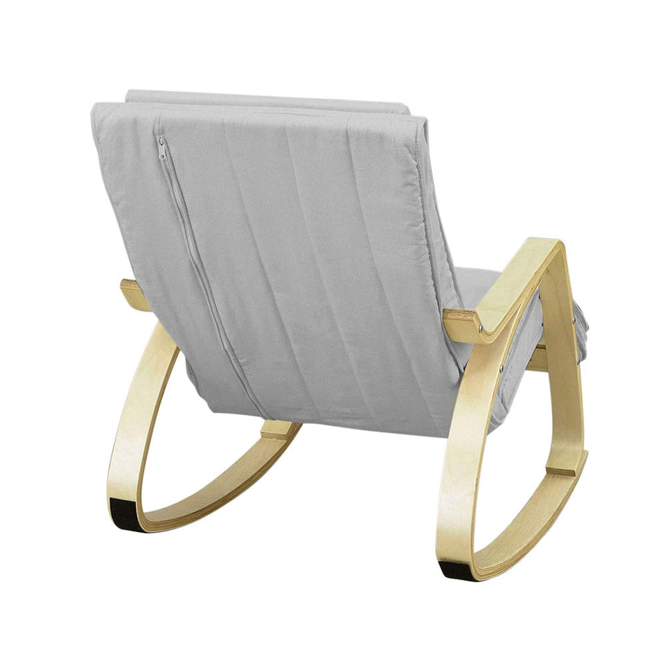 Rocking chair with adjustable footrest - Grey-3