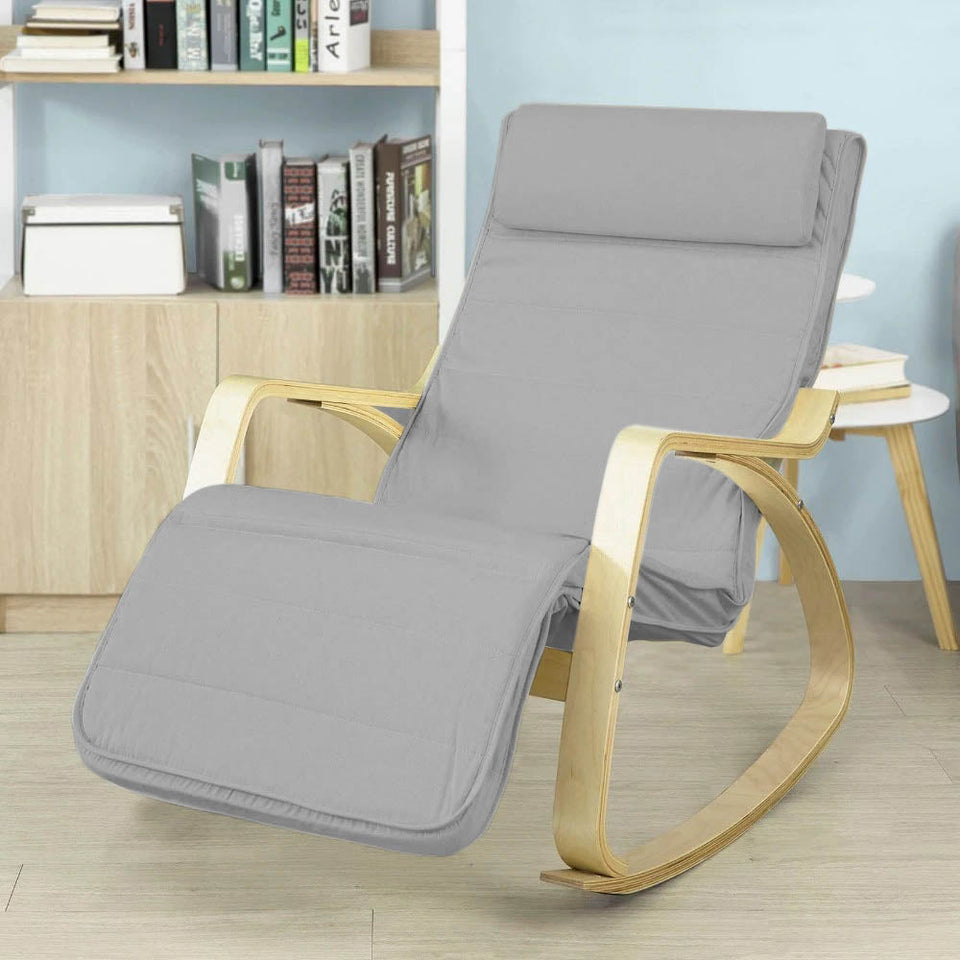 Rocking chair with adjustable footrest - Grey-4