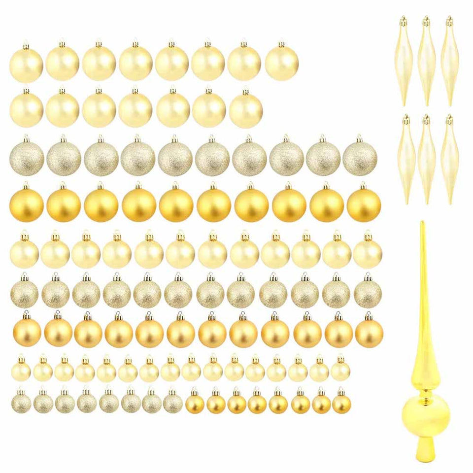 112 részes karácsonyfadísz, több színben-arany-2