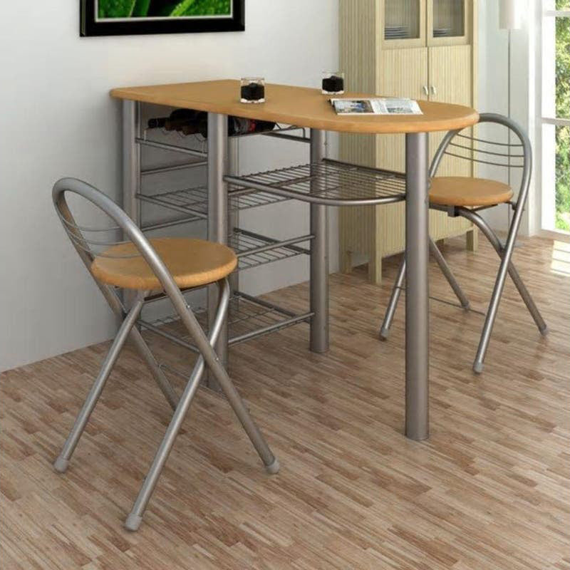 Kitchen bar set with 2 chairs and a table-1