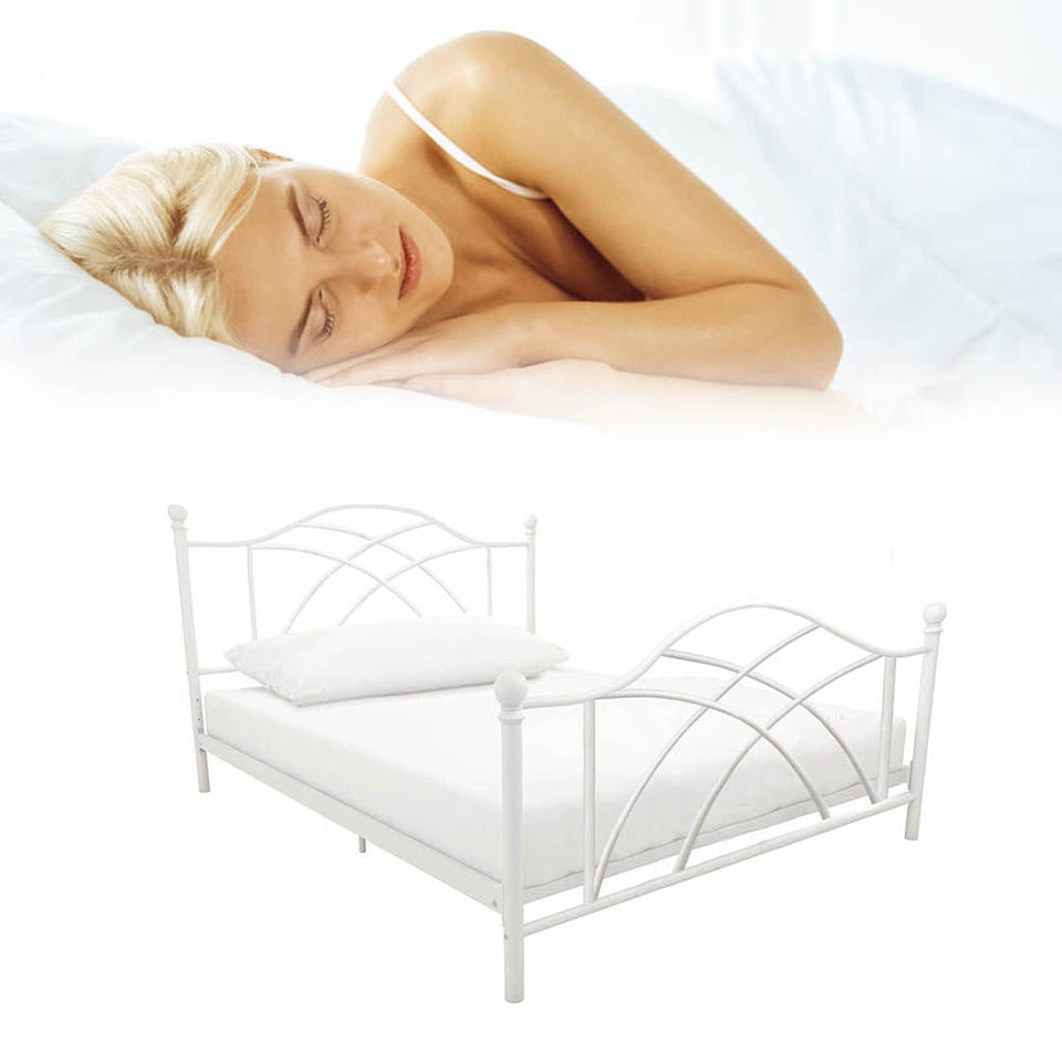 Lotti fém ágykeret ajándék ágyráccsal, több méretben és színben-Fehér 90x200 cm-2