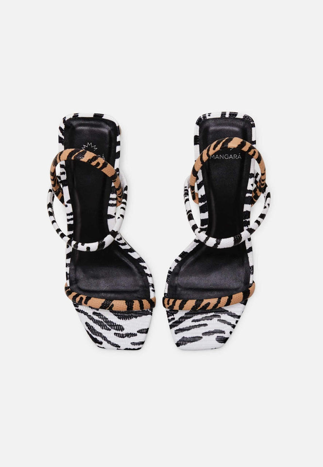 Animal Print Calf Leather Sandals – Women’s 6.5 cm Block Heel Open Toe-1