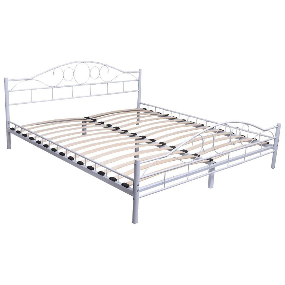 Mimi metal bed frame with gift bed grid in several sizes and colors-White 140x200cm-1