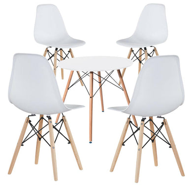 4 modern dining chairs with table, 3 colors - white-0