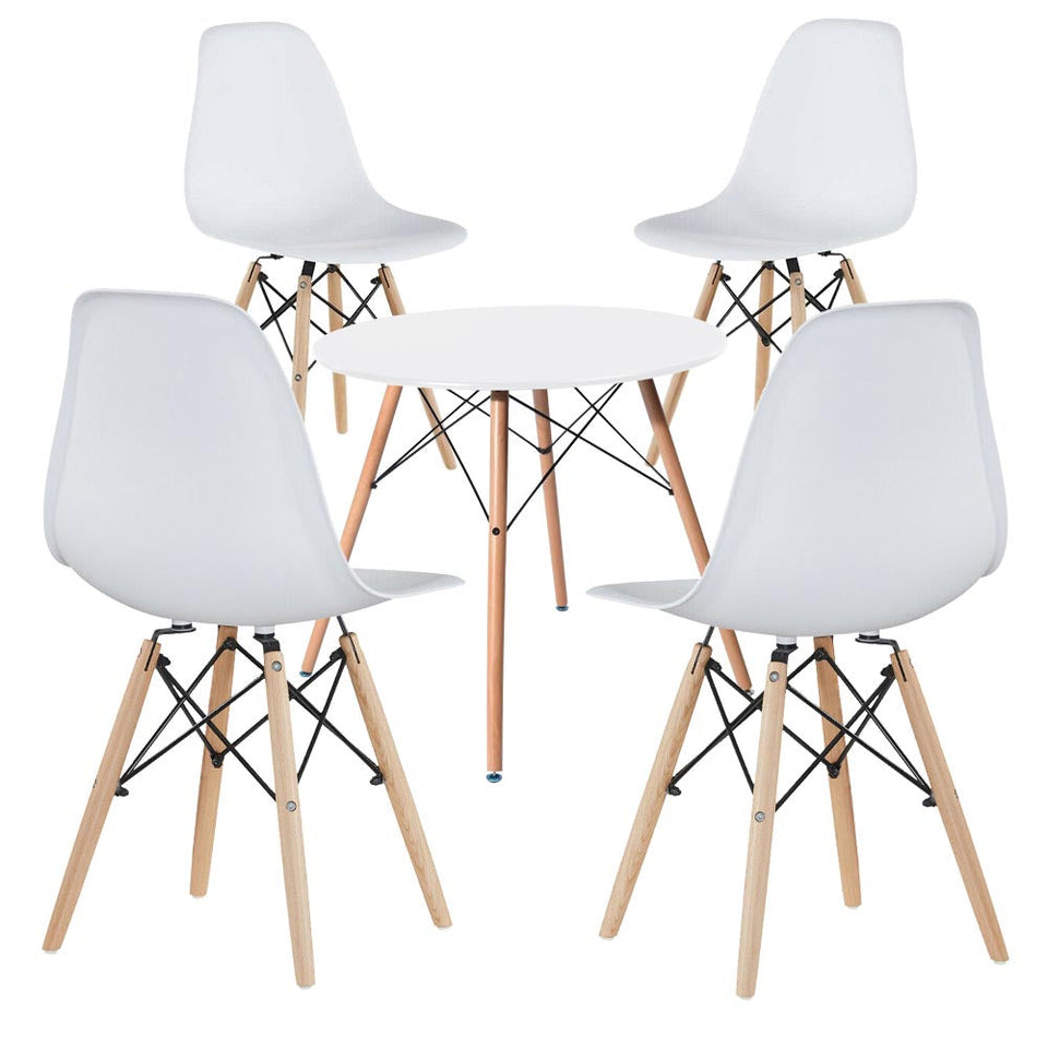 4 modern dining chairs with table, 3 colors - white-0