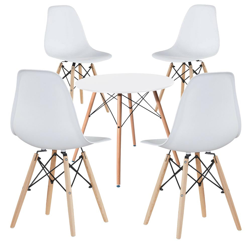 4 modern dining chairs with table, 3 colors - white-0