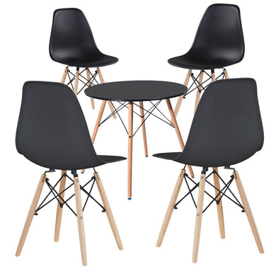 4 modern dining chairs with table, 3 colors - black-0