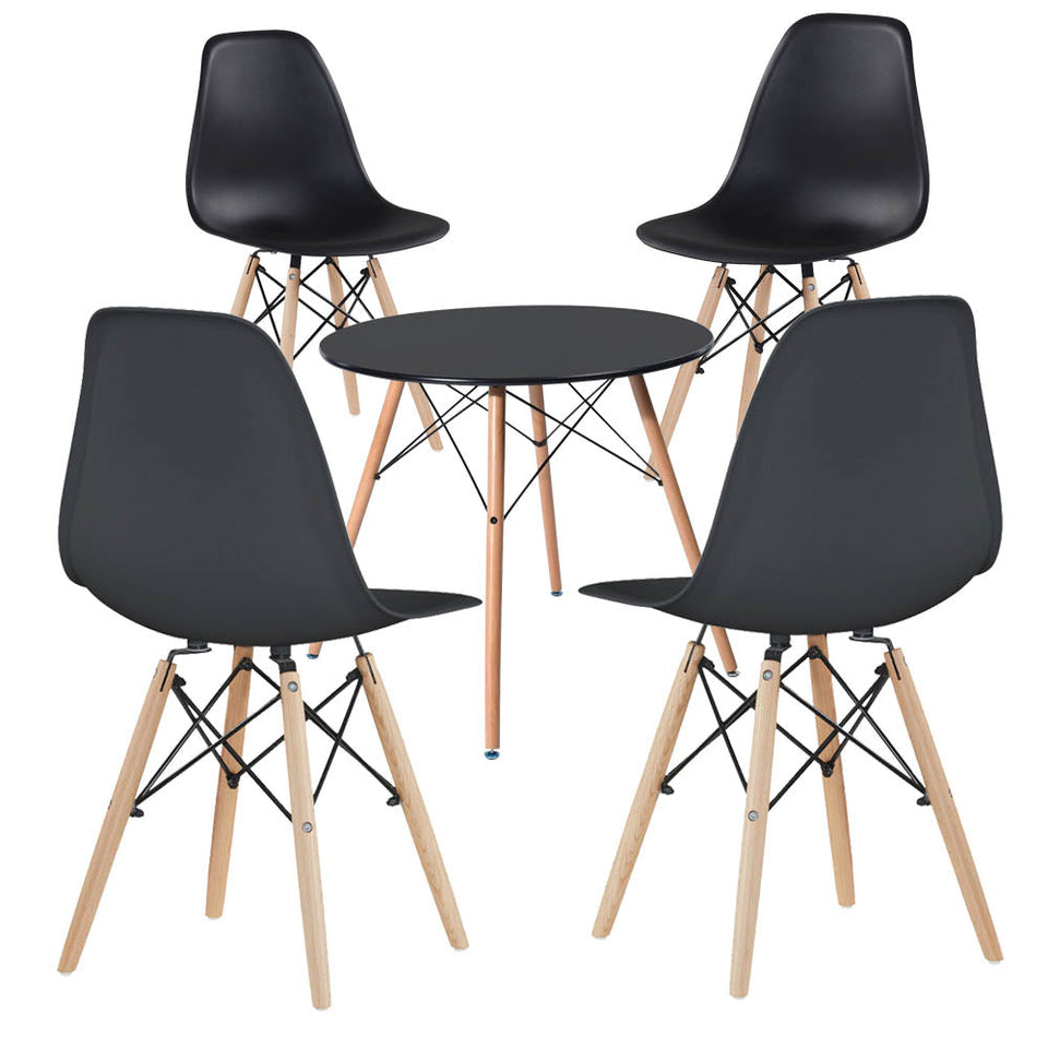 4 modern dining chairs with table, 3 colors - black-0