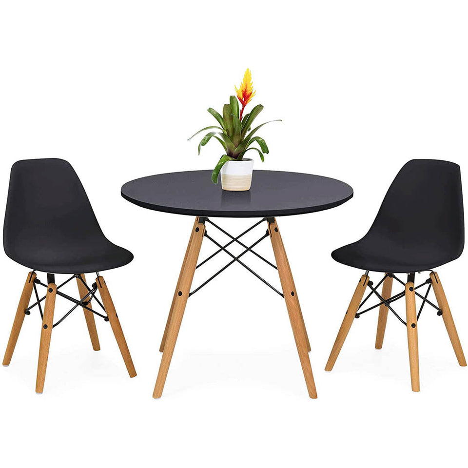4 modern dining chairs with table, 3 colors - black-2
